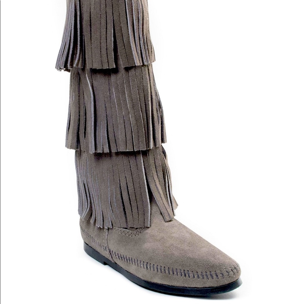 Minnetonka 3 Layer Fringe Calf High Boot suede 8